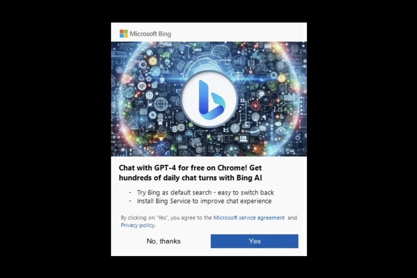 Microsoft vuelve a inundar Google Chrome con anuncios emergentes para impulsar el uso de Bing. La compañía de software ya había introducido estos molestos anuncios el año pasado, pero tras una pausa, han regresado en Windows 10 y 11.